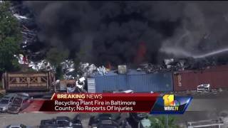 Video: Crews battle fire at Baltimore County recycling plant