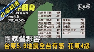 國家警報響 台東5.6地震全台有感 花東4級｜TVBS新聞