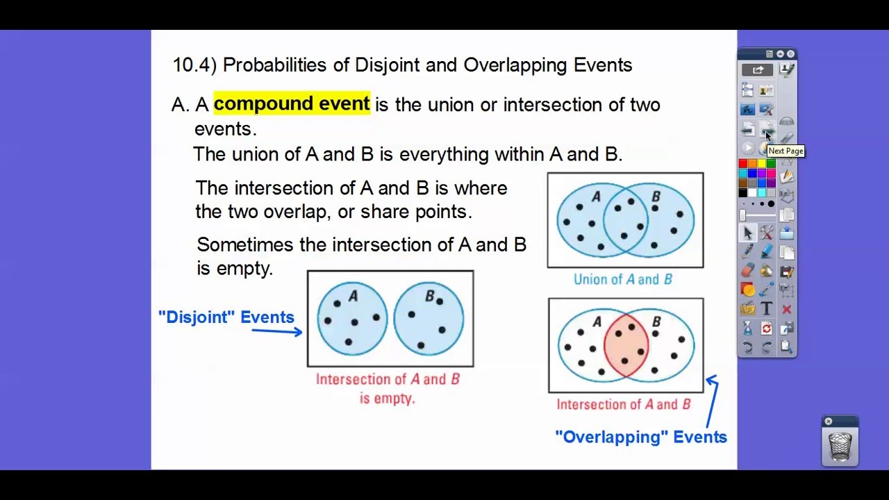 Probabilities Of Disjoint And Overlapping Events - Section 10.4 - YouTube