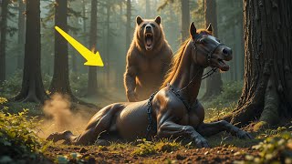 A farmer chained a sick Mustang Horse in the forest for the bears — what happens next will shock you