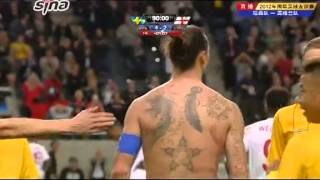 Zlatan Ibrahimovic Barbed shot goal//11-14-2012