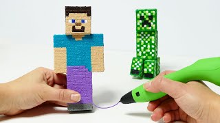 Making STEVE Minecraft by 3D Pen TUTORIAL! My Minecraft Collection 3D Sculpture