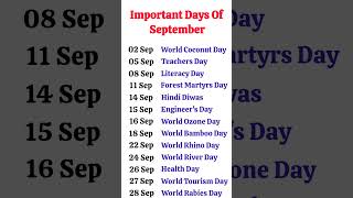 September Important Days 2024 | Special Days in September