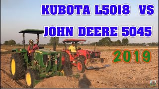 JOHN DEERE5045 VS KUBOTA L5018  จอห์นเดียร 5045 กับ คูโบต้า L5018 ลงปรับหน้าดิน