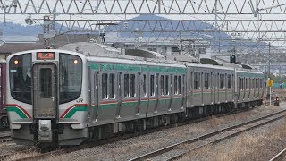 E721系と701系のサンドイッチ編成＠岩沼駅出発