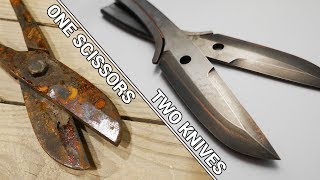 Making Two Knives From Old Rusty Scissors