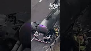 Video shows aftermath of fiery crash on I-35 in Edmond, Oklahoma