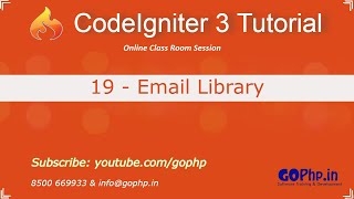 19 - Email Library in CodeIgniter | CodeIgniter 3 Tutorial