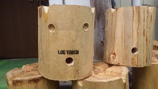 【丸太のロケットストーブ】燃焼試験【スウェーデントーチ】【Swedish Fire Torch】[Combustion test]