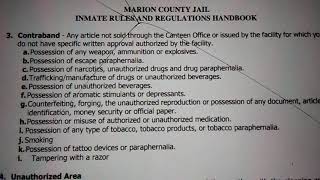 Marion county FL jail inmate rules and regulations