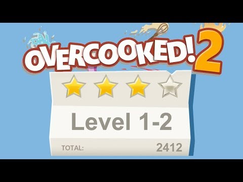 Overcooked 2. Level 1-2. 4 stars. 2 player Co-op