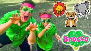 Brocco \u0026 Hendo Learn Animal Movements (Elephant, Lion, Dog) | Educational Videos for Kids \u0026 Toddlers