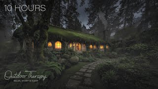 Safe in the Shire | Thunderstorm Outside the Hobbit House | 10 Hours of Rain \u0026 Thunder Ambience