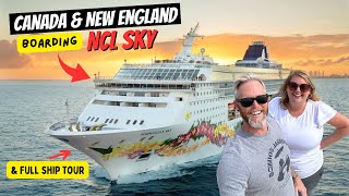 Boarding Norwegian Sky for OUR FIRST Canada \u0026 New England Cruise!  Plus Full Ship Tour