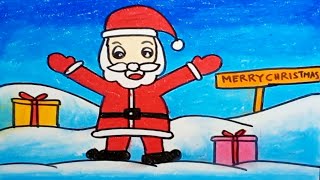 How to draw santa claus step by step |Drawing happy merry christmas easy