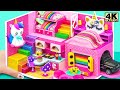 Make 2-Storey Unicorn House with 2 Bedroom, Bunk Bed and more from Cardboard ❤️ DIY Miniature House