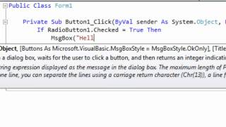 Visual Basic 2010 Tutorial - Episode 4 - RadioButtons and Check Boxes