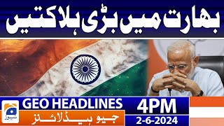 Excessive Heatwave in India : Geo News at 4 PM Headlines |  2 June, 2024