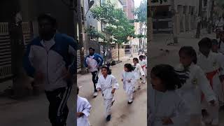 Myra international martial arts trust ( R) karate students early morning running