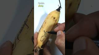 How to sign name 'Anu' on Banana🍌🤔 #shorts #shortsvideo #signature #calligraphy