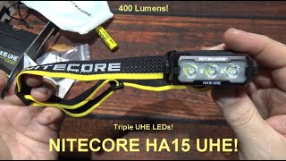 NITECORE HA15 UHE Head Lamp Kit Review! (Triple UHE LEDs, 400 Lumens, AA/14500 Powered, Red LEDs!)