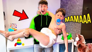 Treating My 12 Year Old Brother as a "BABY" for a day!
