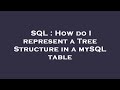 SQL : How do I represent a Tree Structure in a mySQL table