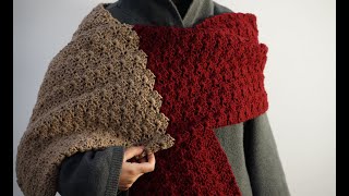 Shell stitch rectangular shawl crochet pattern