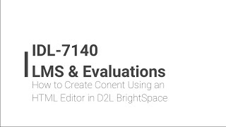 How to Create Content Using HTML Editor in D2L BrightSpace