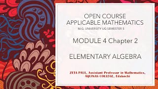 OPEN COURSE APPLICABLE MATHEMATICS - Elementary Algebra