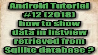 Show Data In ListView Retrieved From Sqllite Database In Android