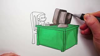 Coloring Curious George on His Computer: Fun and Easy Activity for Kids