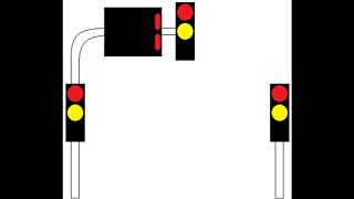 Animasi Lampu Lalu Lintas dengan Tampilan 7 Segmen (Adanya Kuning + Merah sebelum Hijau)