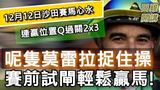 【賽馬貼士】香港賽馬 12月12日 沙田日賽 連贏位置Q過關2x3| 呢隻莫雷拉捉住操 賽前試閘輕鬆贏馬!