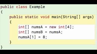 Java Arrays 4: Modify an int array referenced by two variables