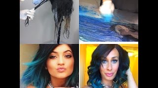 How to Kylie Jenner Teal Hair colour & Cut on 14' Lace wig.  Tutorial start to f