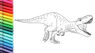 How to Draw Dinosaur T-Rex From Jurassic World - Dinosaurs Color Pages for Children