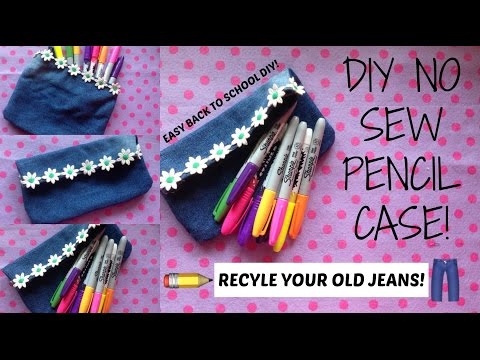 DIY NO SEW JEANS PENCIL CASE / POUCH! + NO ZIPPER! | Back To School DIYs 2016 DIY NO SEW JEANS PENCIL CASE / POUCH! + NO ZIPPER! | Back To School DIYs 2016