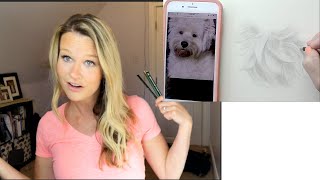 How to draw fur  - blond dog fur with graphite pencils