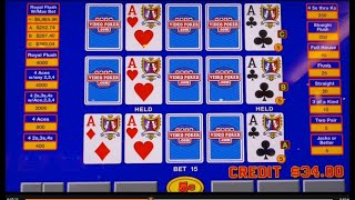 Video Poker: Triple Play - Triple Double Bonus Poker All Hands Progressive Play Session