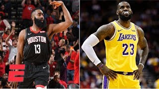 James Harden goes for 50 in Rockets' win, LeBron James scores 29 in loss | NBA Highlights