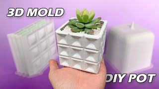 DIY Square Concrete Flowerpot with 3D mold