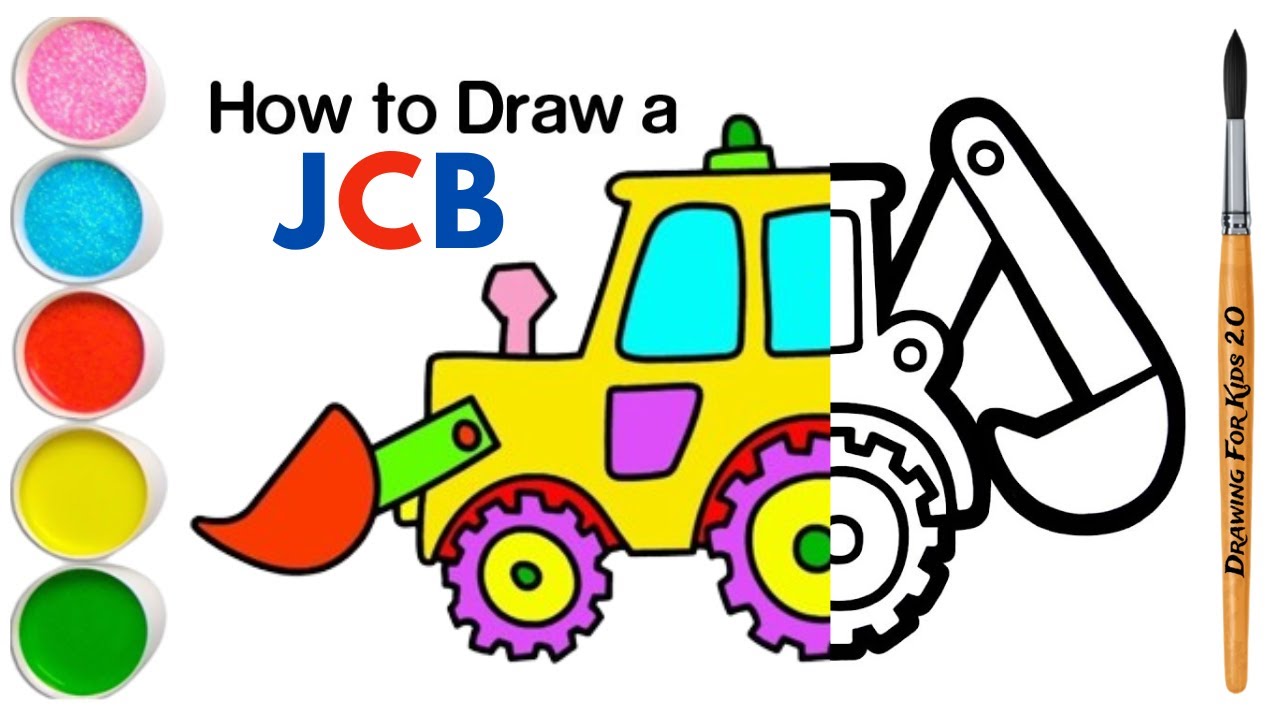 JCB Drawing Painting Coloring For Kids & Toddlers, Basic How To Draw ...