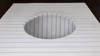 How to Draw a Round Hole in Line Paper Trick Art