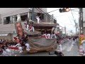 2015岸和田だんじり祭り旧市地区、第一回目試験曳き　下野町（終盤①）小門貝源・やりまわし（平成27年9月6日）