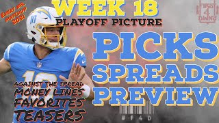 NFL 2021 Week 18 Game Previews, Analysis, Predictions - Betting Lines, Spreads, Picks Betting ATS!!!
