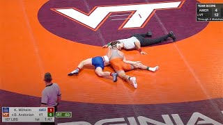 157lbs Bryce Andonian (Virginia Tech) vs Kaden Milheim (American)