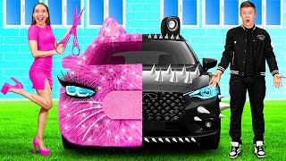 Pink Car vs Black Car Challenge by ChallengeTeen