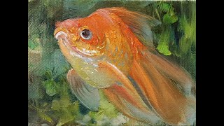 Drawing a Goldfish.Золотая рыбка.Oil painting for beginners