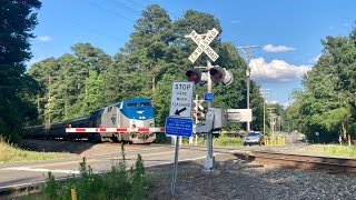 Amtrak 76 \u0026 Amtrak 79 at Neal Road Railroad Crossing, Durham, NC